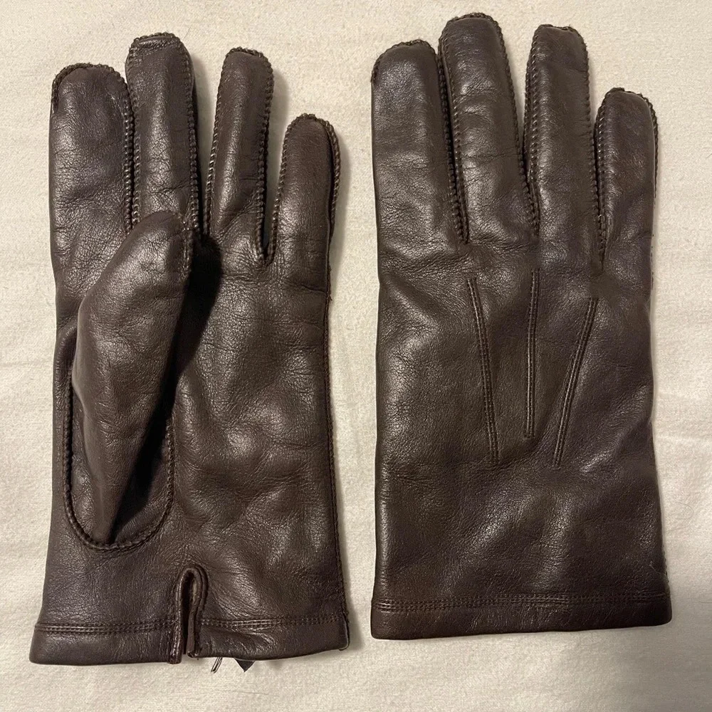 Fownes | Brown Genuine Leather Cashmere Lined Gloves Size XL